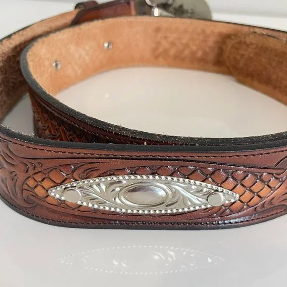 Vintage Brazos Joe Belt Co. Tooled Leather w/ Lion